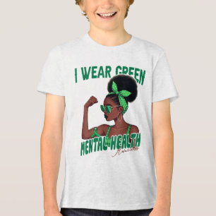 I Bära Grönt Mental Health Awareness Black Woman T Shirt