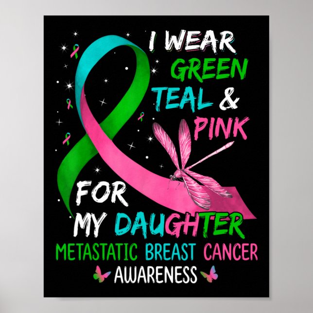 I Bära Grönt Teal Rosa till min dotter Metastatis Poster (Framsidan)