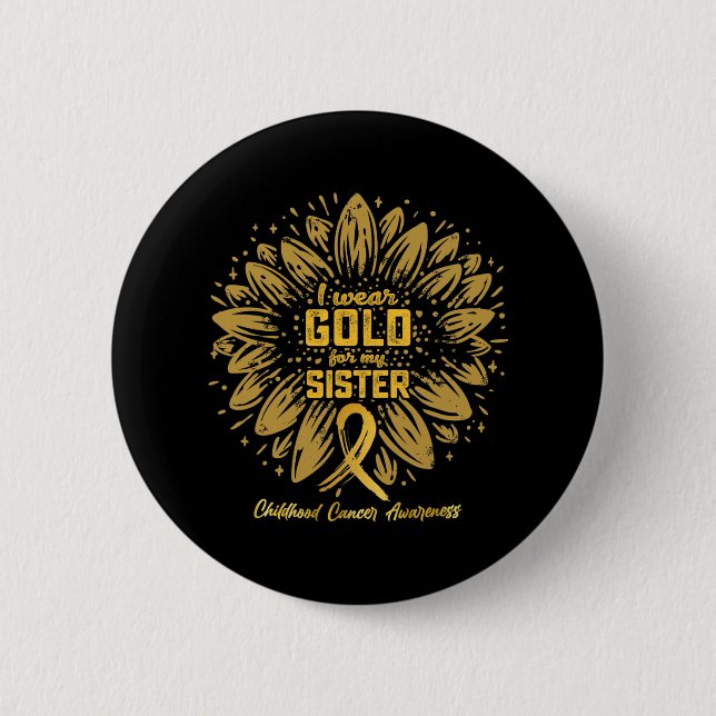 I Bära Guld för min syster - Guld Solros Childho Knapp (Framsida)