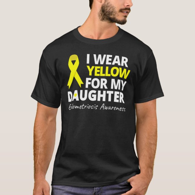 I Bära Gult för min dotter Endometriosis Ribbo T Shirt (Framsida)