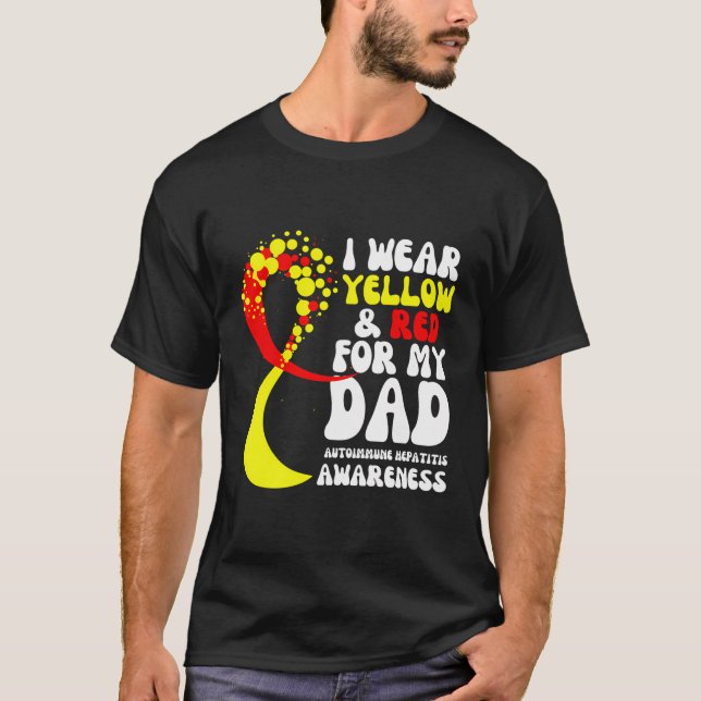 I Bära Gult röd för min Pappa autoimmun hepatit T Shirt (Framsida)