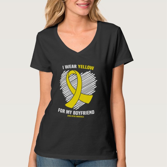 I Bära Gult till min Boykompis Spina Bifida Awaren T Shirt (Framsida)