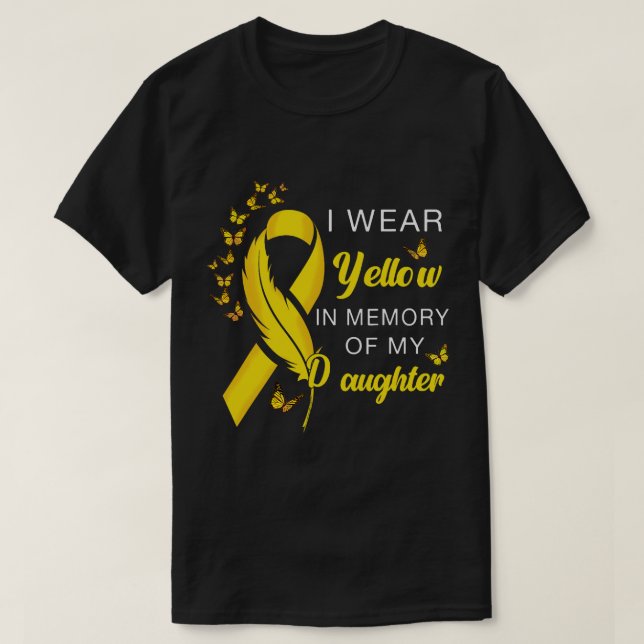 I Bära Gult till minne av dotter Sarcoma Cancer T Shirt (Design framsida)
