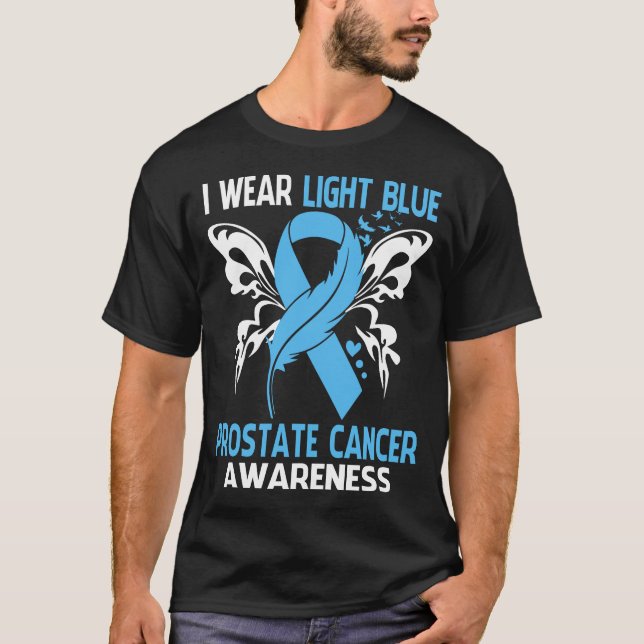 I Bära Light Blue for PROSTATE CANCER Awareness T Shirt (Framsida)