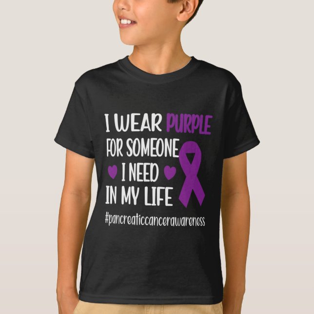 I Bära Lila Bild av Ribbon Pcreatic Cancer Warrior T Shirt (Framsida)