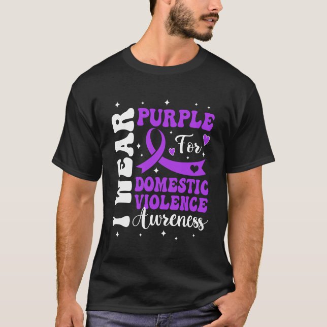 I Bära Lila Domestic Violence Awareness Manar Wome T Shirt (Framsida)