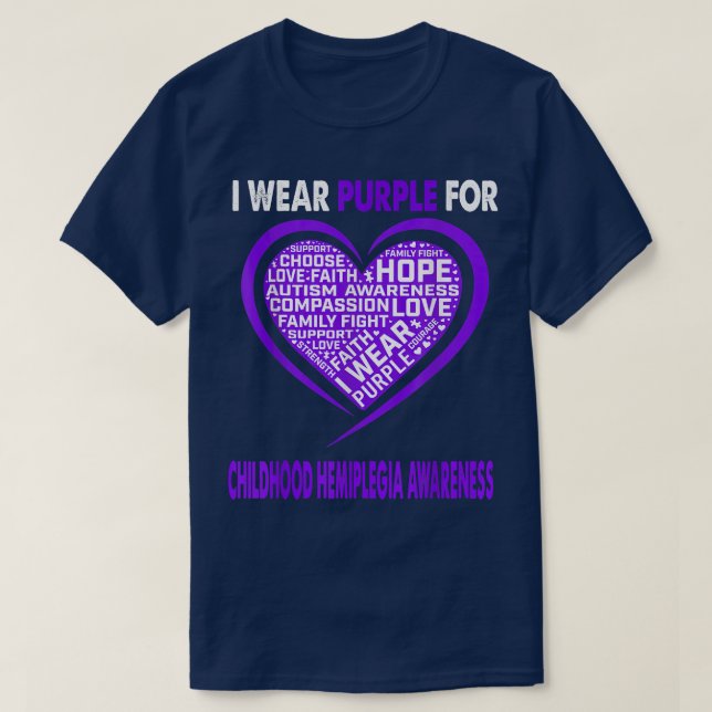 I Bära Lila for Child Hemiplega Awareness F T Shirt (Design framsida)