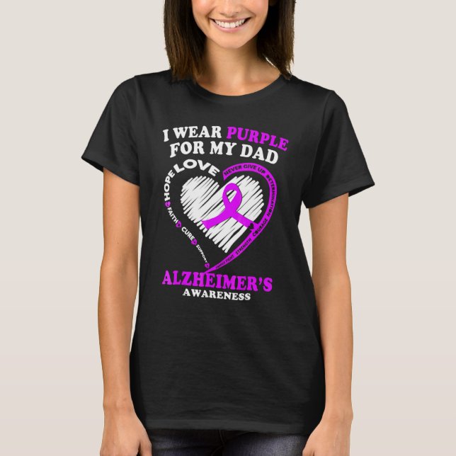 I Bära Lila för demenskrig mot min Alzheimers sjuk T Shirt (Framsida)