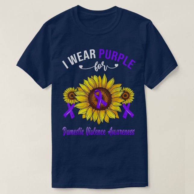 I Bära Lila for Domestic Violence Awareness Sunf T Shirt (Design framsida)