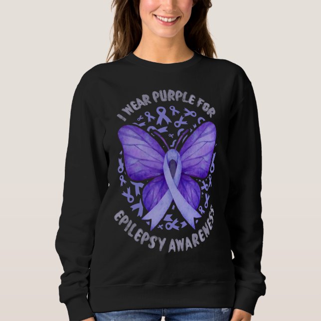 I Bära Lila for Epilepsy Awareness Lila Butter T Shirt (Framsida)