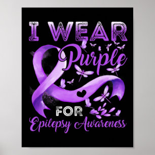 I Bära Lila for Epilepsy Awareness Lila Ribbon Poster
