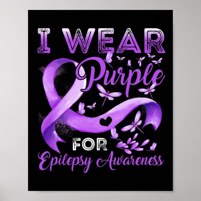I Bära Lila for Epilepsy Awareness Lila Ribbon Poster (Framsidan)