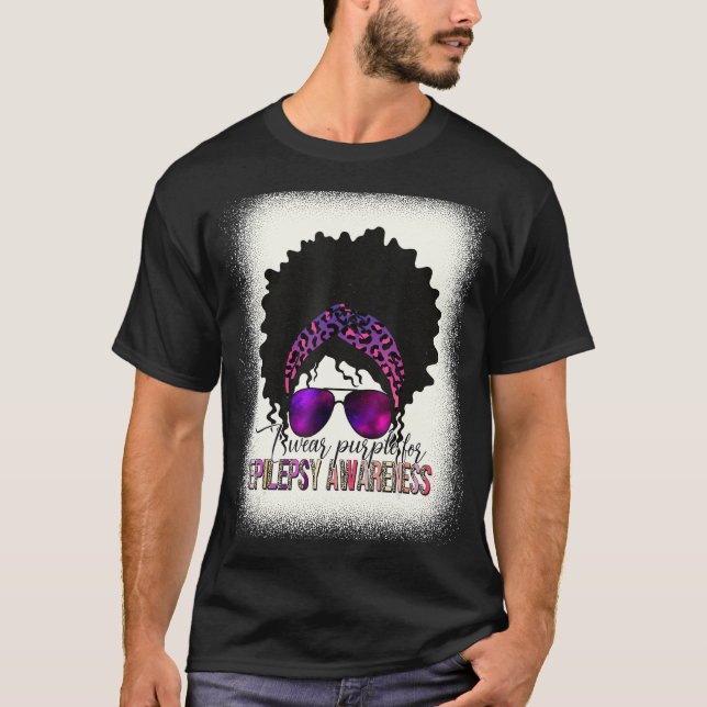 I Bära Lila for Epilepsy Awareness Messy Bun Fit T Shirt (Framsida)