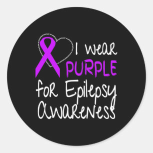 I Bära Lila for Epilepsy Awareness Ribbon Runt Klistermärke