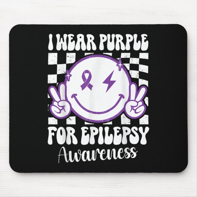 I Bära Lila for Epilepsy Awareness Smile Ansikte E Musmatta (Framsidan)