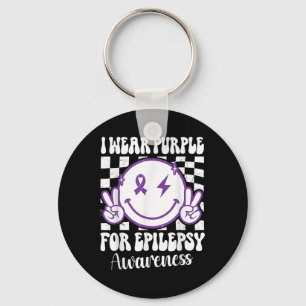 I Bära Lila for Epilepsy Awareness Smile Ansikte E Nyckelring