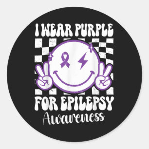 I Bära Lila for Epilepsy Awareness Smile Ansikte E Runt Klistermärke