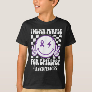 I Bära Lila for Epilepsy Awareness Smile Ansikte E T Shirt