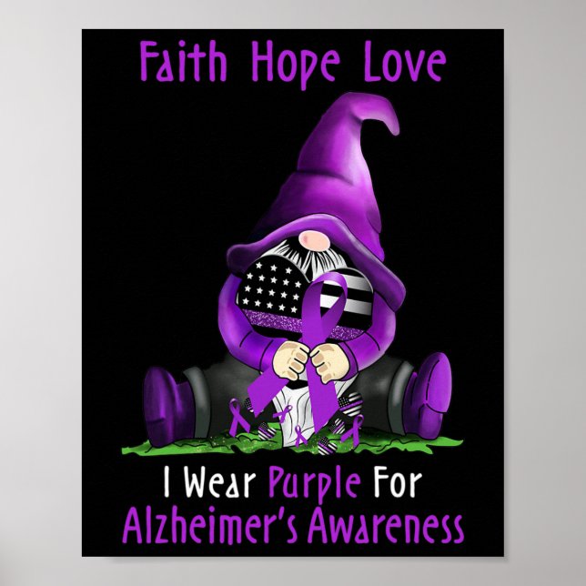 I Bära Lila for Heimerheimer Awareness Gnome Fai Poster (Framsidan)