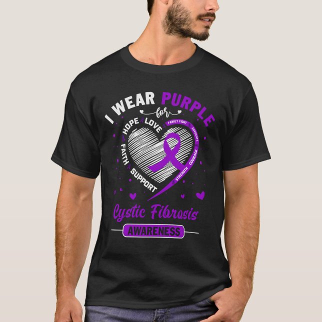 I Bära Lila för kännedom om CYSTIC FIBROSIS T Shirt (Framsida)