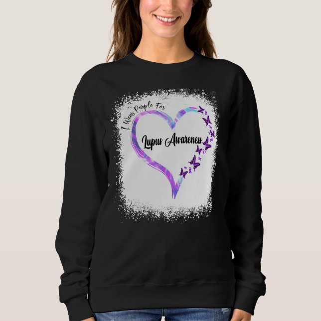 I Bära Lila for Lupus Awareness Butterfly Ribbon T Shirt (Framsida)
