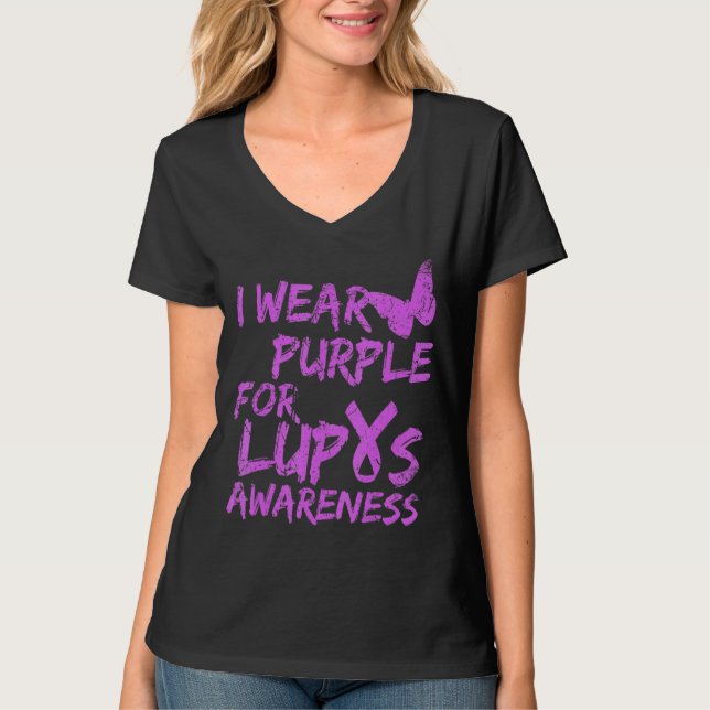I Bära Lila for Lupus Awareness Ribbon 2 T Shirt (Framsida)