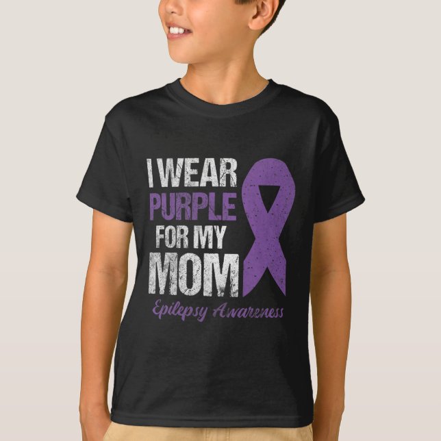 I Bära Lila for Mamma Epilepsy Awareness T Shirt (Framsida)