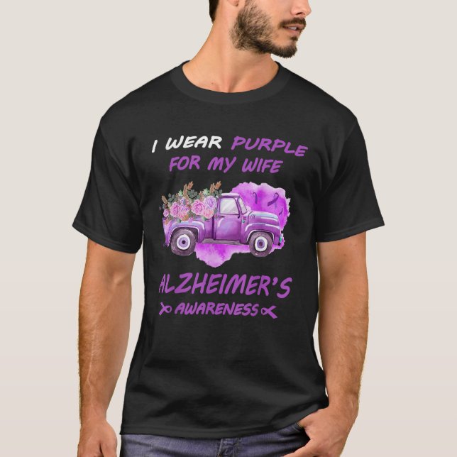I Bära Lila för min fru Alzheimers medvetenhet Tr T Shirt (Framsida)
