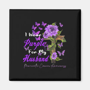 I Bära Lila för min Husbyand Pancreatic Cancer Awa Magnet