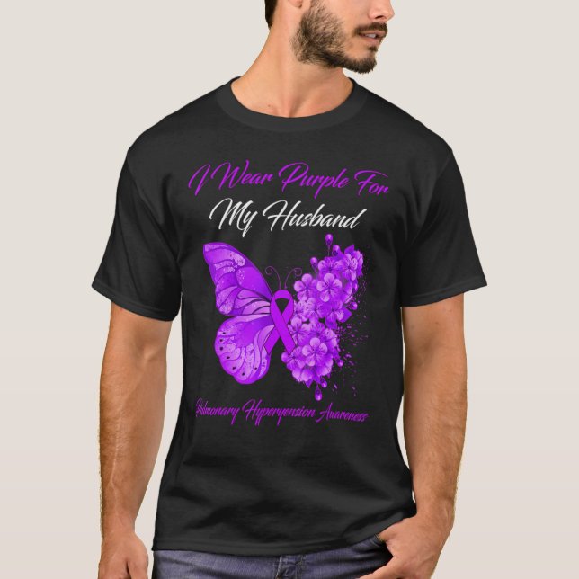 I Bära Lila för min Make pulmonella hyperyensitise T Shirt (Framsida)