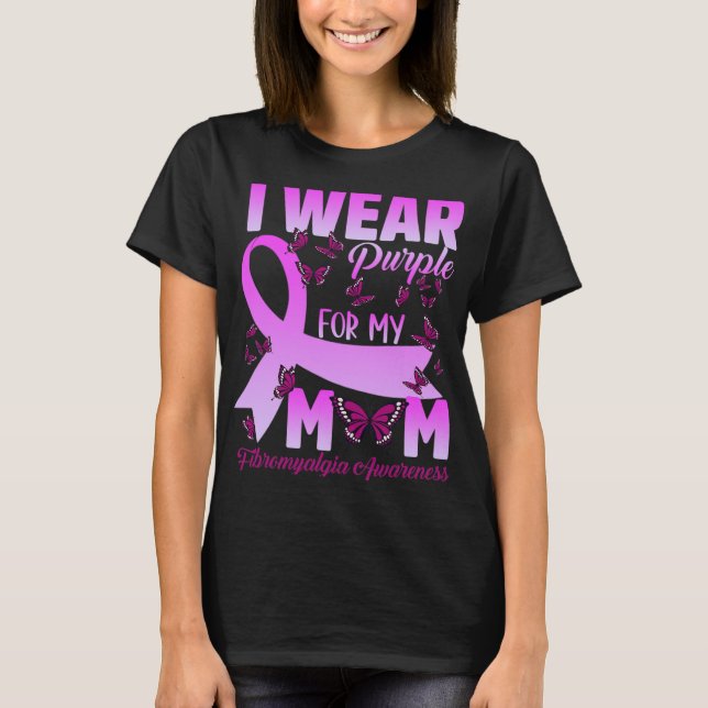 I Bära Lila för min Mamma Fibromyalgia Awareness B T Shirt (Framsida)
