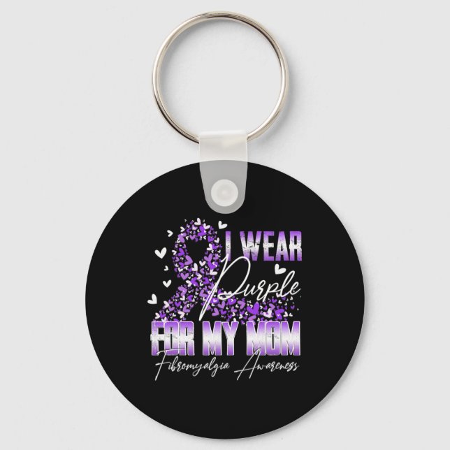I Bära Lila för min Mamma Fibromyalgia Awareness R Nyckelring (Framsida)