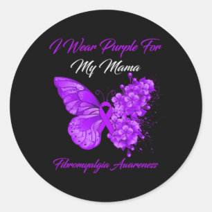 I Bära Lila för min Mamma Fibromyalgia Warrior Runt Klistermärke