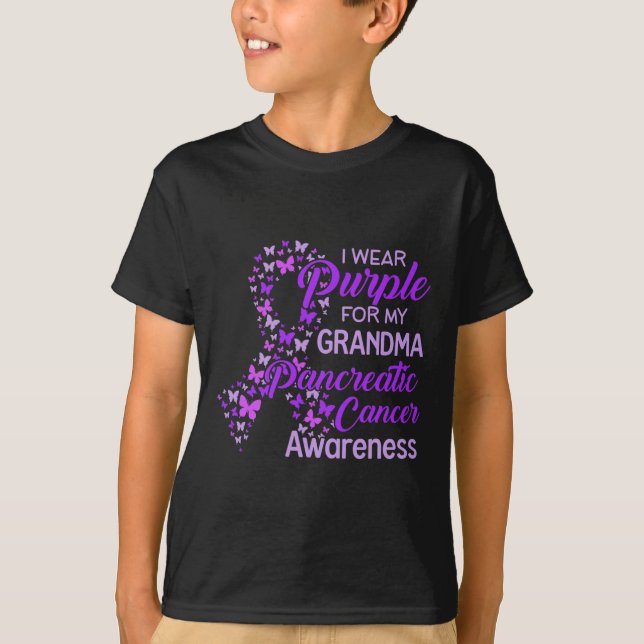 I bära Lila för min mormapankreascancer T Shirt (Framsida)