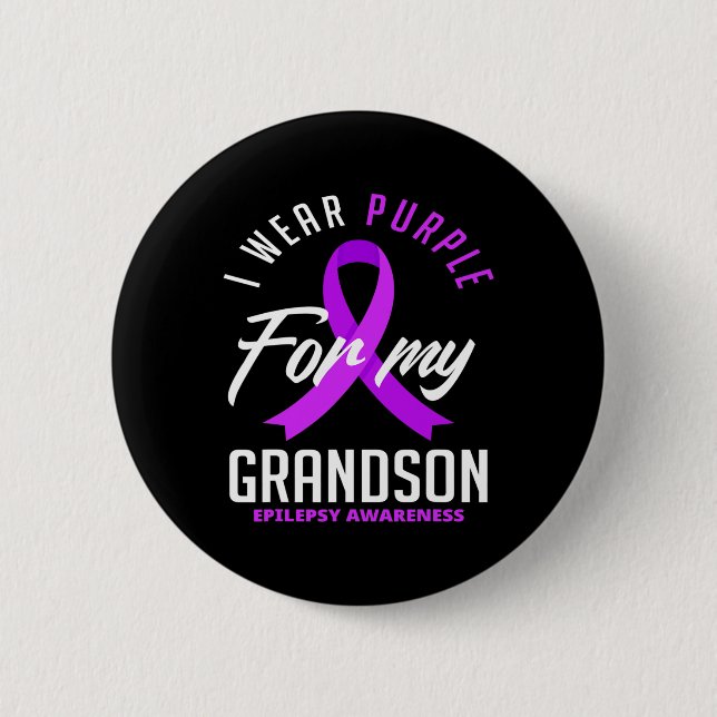 I Bära Lila för min morson Epilepsy Awareness 1 Knapp (Framsida)
