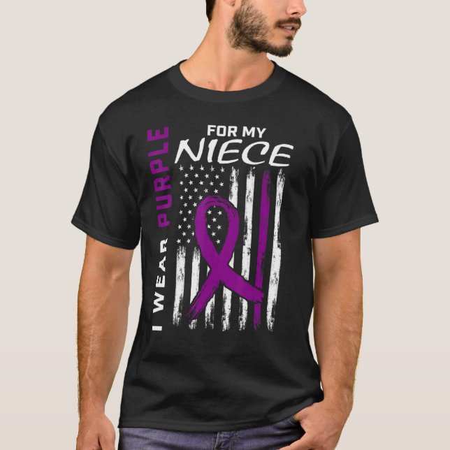 I Bära Lila för min Niece Epilepsy Awareness Amer T Shirt (Framsida)