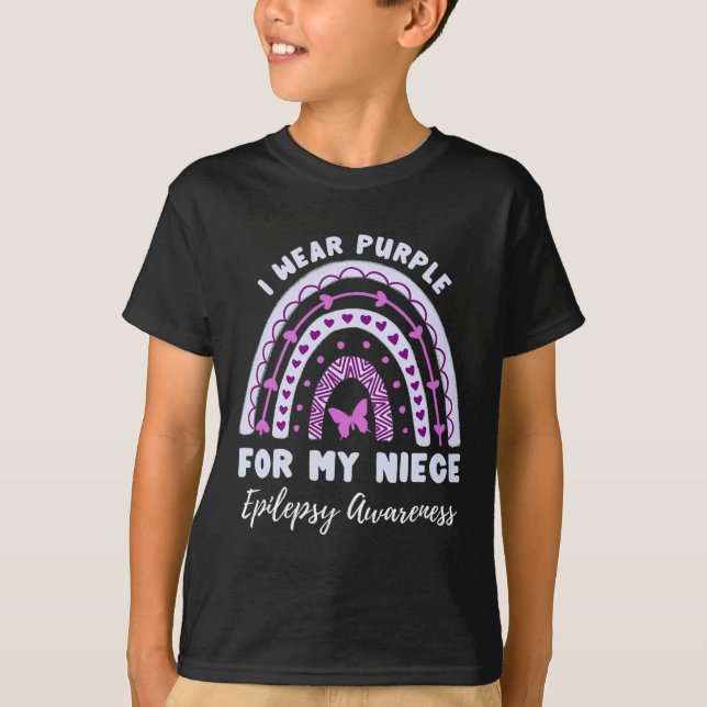 I Bära Lila för min niece Epilepsy Awareness Rain T Shirt (Framsida)