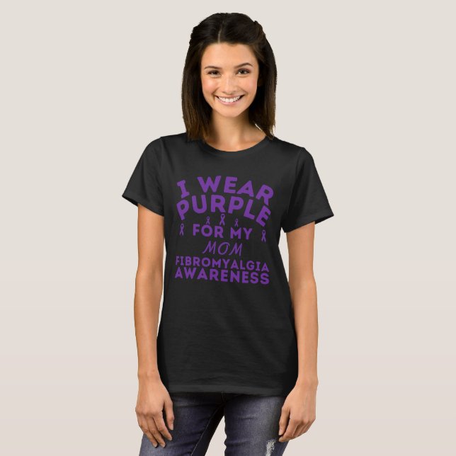 I Bära Lila för min Pappa Fibromyalgi Customique T Shirt (Hel framsida)