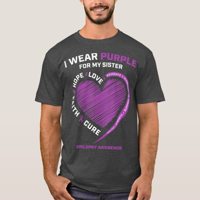 I Bära Lila för min sjukliga epilepsimedvetenhet T Shirt (Framsida)