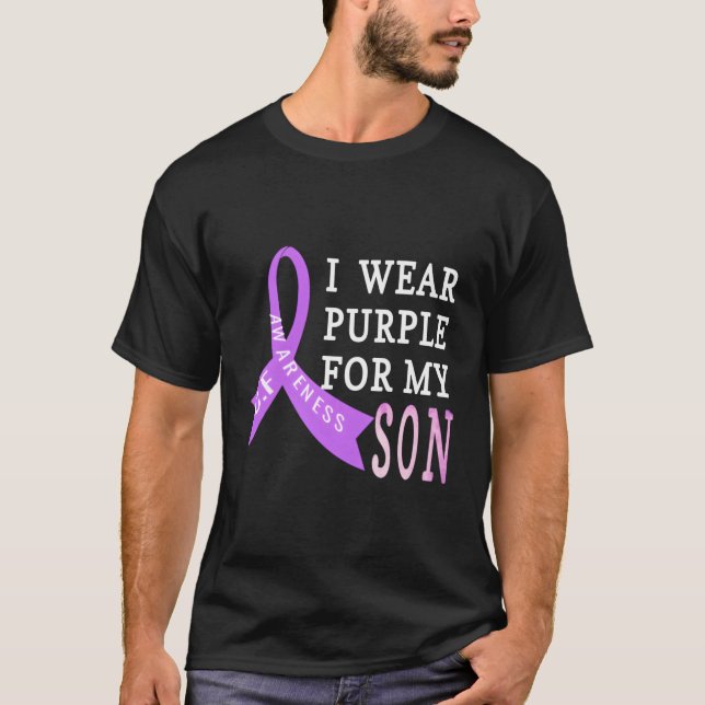 I Bära Lila for Min son Cystic Fibrosis Cf Awaren T Shirt (Framsida)