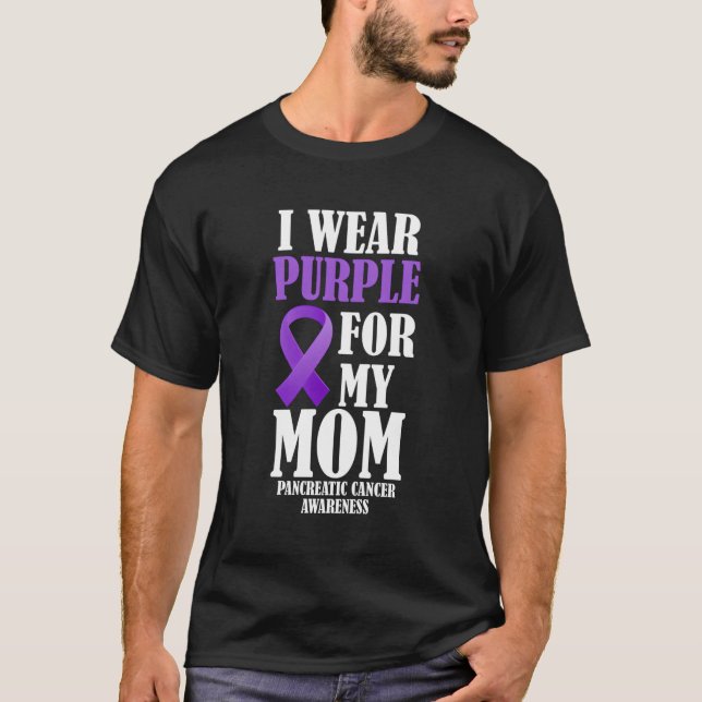 I Bära Lila för mitt Mamma- pankreascancerskydd T Shirt (Framsida)
