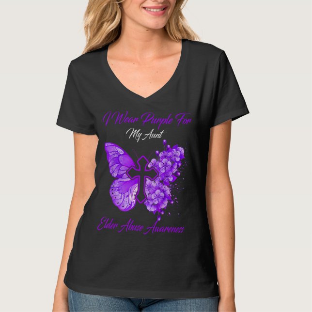 I Bära Lila for Moster Elder Abuse Awareness T Shirt (Framsida)
