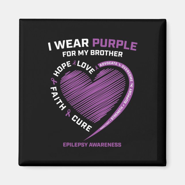 I Bära Lila for My Brother Epilepsy Awareness Ki Magnet (Framsidan)