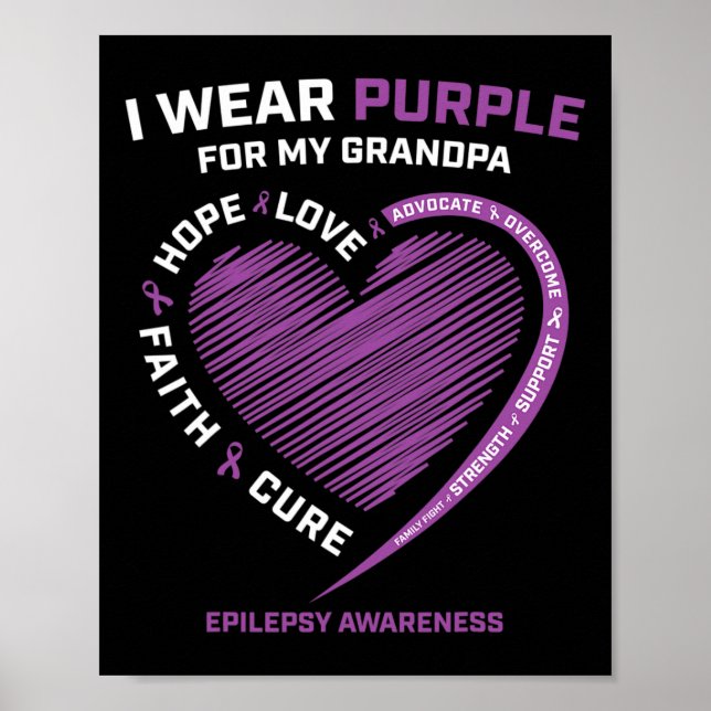 I Bära Lila for My Grandpa Epilepsy Awareness Ki Poster (Framsidan)