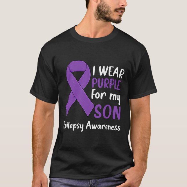 I Bära Lila for My Son Epilepsy Awareness Epilep T Shirt (Framsida)