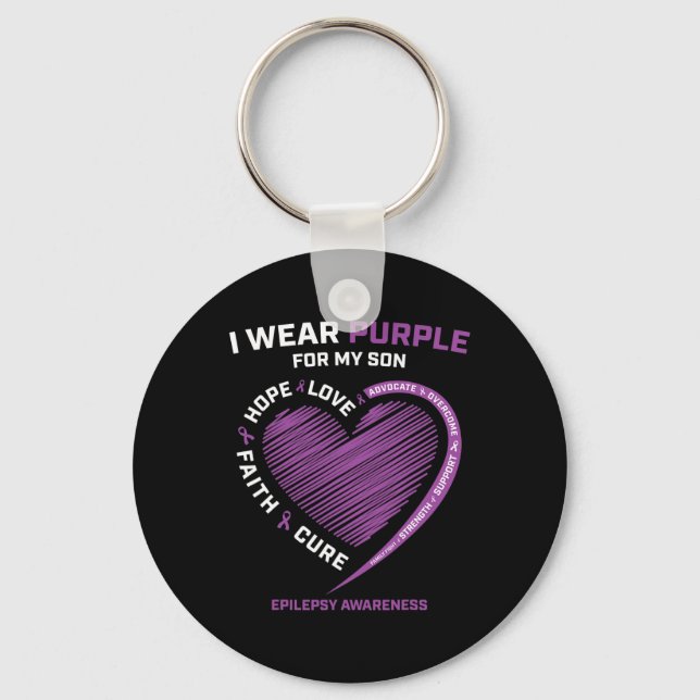 I Bära Lila for My Son Epilepsy Awareness Mamma Da Nyckelring (Framsida)