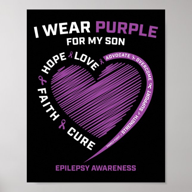 I Bära Lila for My Son Epilepsy Awareness Mamma Da Poster (Framsidan)