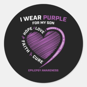 I Bära Lila for My Son Epilepsy Awareness Mamma Da Runt Klistermärke
