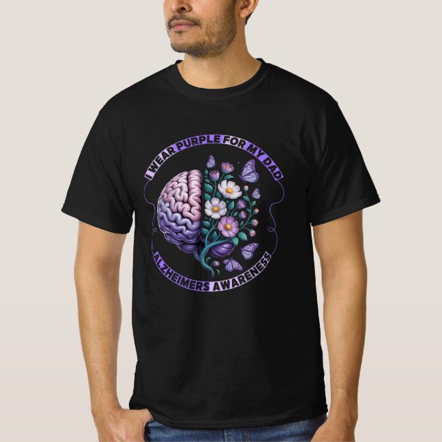 I Bära Lila för Pappa - Alzheimers medvetenhet T Shirt (Framsida)