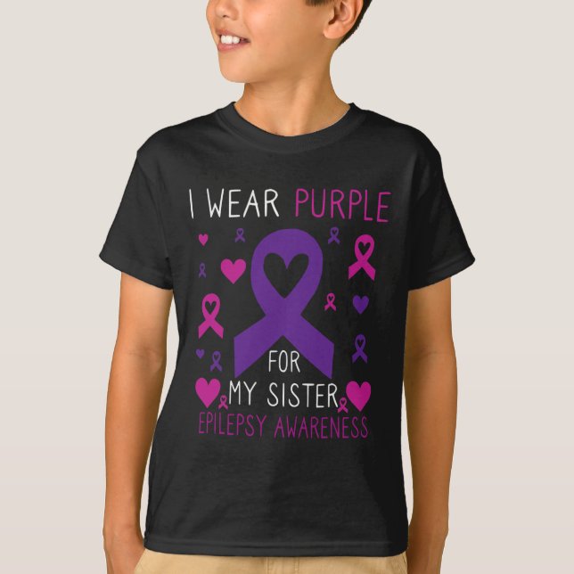 I Bära Lila for Sister Epilepsy Awareness Family T Shirt (Framsida)